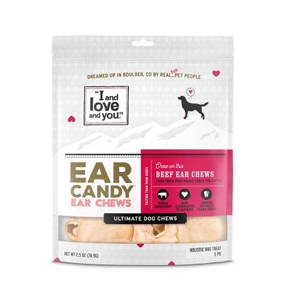 Dog Chews Ear Candy, Beef Ear, 5 count